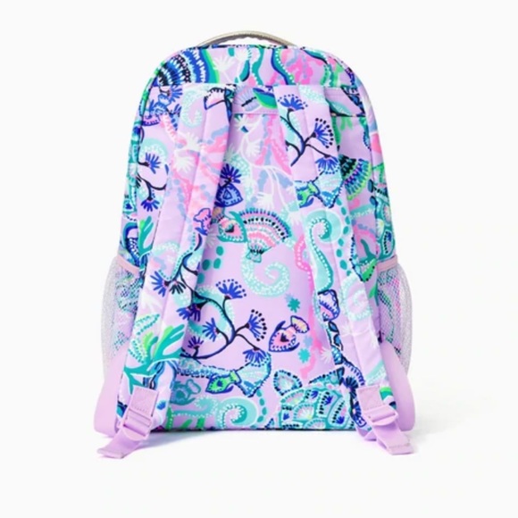 NWT Lilly Pulitzer Bahia Backpack Poly Lilac Mermaid For You Zipper Mesh Logo - Picture 3 of 6